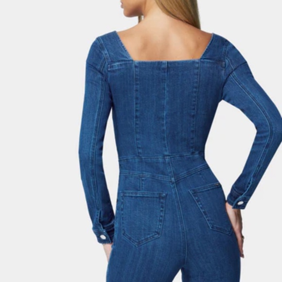 Bebe Multistitch Wide Leg Denim Jumpsuit NWT SIZE 4 - Picture 3 of 4